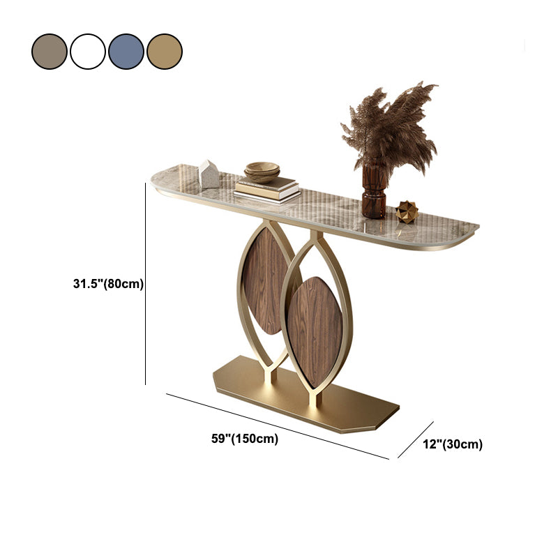 Tavolo console glam di pietra larga da 11 "tavolo da divano console mezzaluna