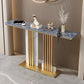 Tavolo console di accento rettangolare contemporaneo con base dorata/nera