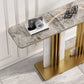 Tavolo console di accento rettangolare contemporaneo con base dorata/nera
