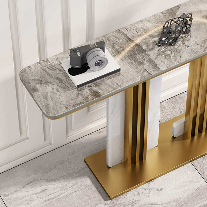 Tavolo console di accento rettangolare contemporaneo con base dorata/nera