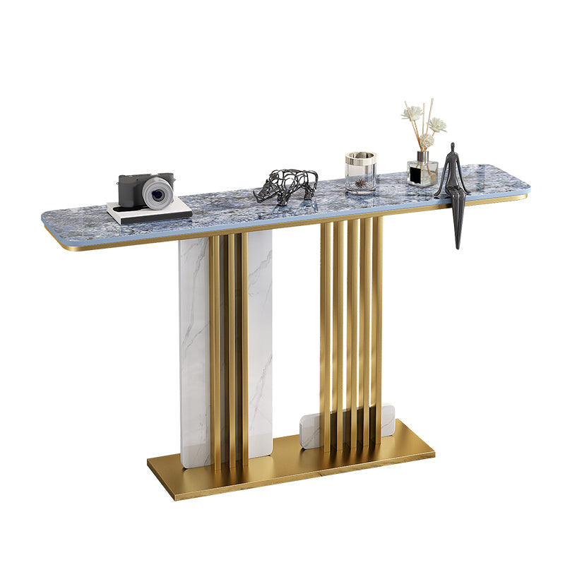 Tavolo console di accento rettangolare contemporaneo con base dorata/nera