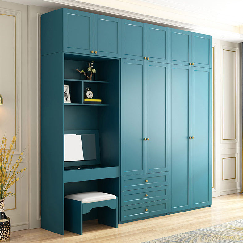 Blauw gemanipuleerde houten garderobe kast eigentijdse garderobe armoire