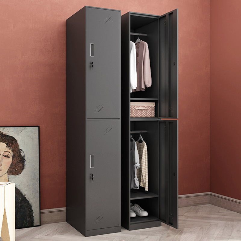 Black Steel Wardrobe Closet Contemporary Hinged Wardrobe Cabinet 15"L x 17"W x 71"H 2 Clearhalo 'Armoires & Wardrobes' 'armoires_wardrobes' 'Bedroom Furniture' 'furn' 'furn_armoires_wardrobes' 'Furniture' 5780561