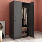 Black Steel Wardrobe Closet Contemporary Hinged Wardrobe Cabinet Clearhalo 'Armoires & Wardrobes' 'armoires_wardrobes' 'Bedroom Furniture' 'furn' 'furn_armoires_wardrobes' 'Furniture' 5780563