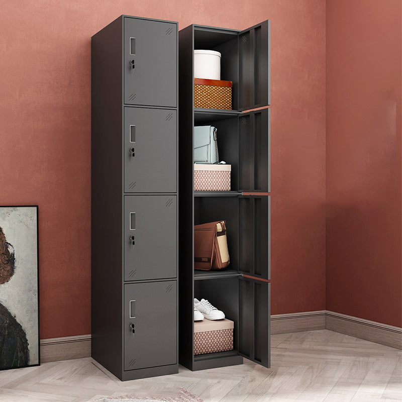 Black Steel Wardrobe Closet Contemporary Hinged Wardrobe Cabinet 15"L x 17"W x 71"H 4 Clearhalo 'Armoires & Wardrobes' 'armoires_wardrobes' 'Bedroom Furniture' 'furn' 'furn_armoires_wardrobes' 'Furniture' 5780564