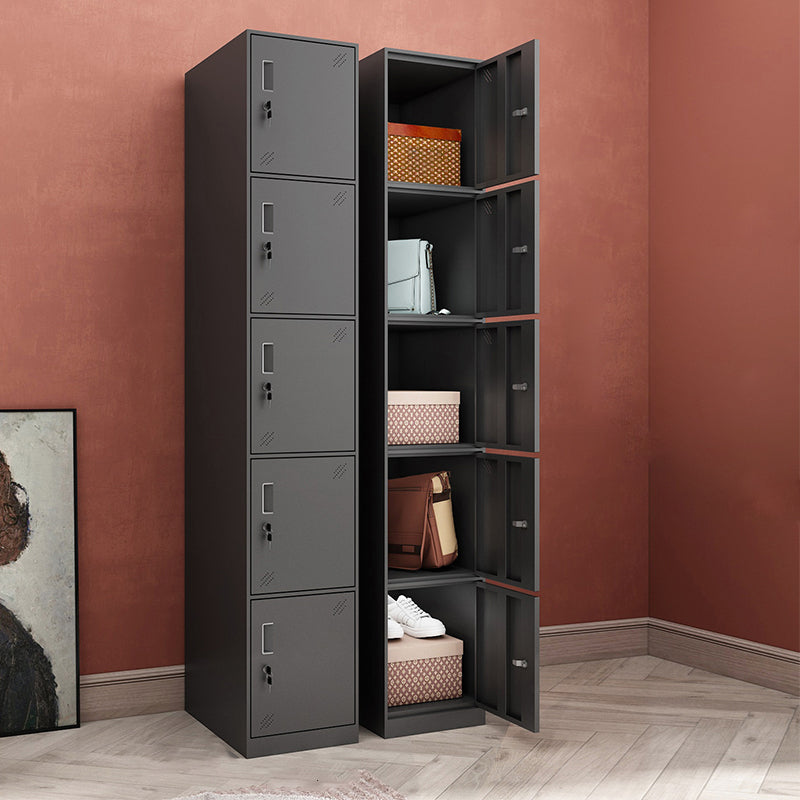 Black Steel Wardrobe Closet Contemporary Hinged Wardrobe Cabinet 15"L x 17"W x 71"H 5 Clearhalo 'Armoires & Wardrobes' 'armoires_wardrobes' 'Bedroom Furniture' 'furn' 'furn_armoires_wardrobes' 'Furniture' 5780566