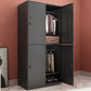 Black Steel Wardrobe Closet Contemporary Hinged Wardrobe Cabinet 35"L x 18"W x 73"H 4 Clearhalo 'Armoires & Wardrobes' 'armoires_wardrobes' 'Bedroom Furniture' 'furn' 'furn_armoires_wardrobes' 'Furniture' 5780572