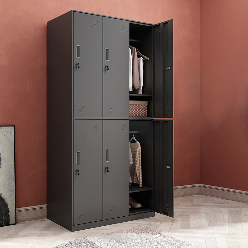 Black Steel Wardrobe Closet Contemporary Hinged Wardrobe Cabinet 35"L x 18"W x 73"H 6 Clearhalo 'Armoires & Wardrobes' 'armoires_wardrobes' 'Bedroom Furniture' 'furn' 'furn_armoires_wardrobes' 'Furniture' 5780574