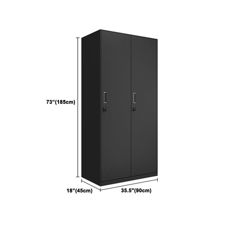 Black Steel Wardrobe Closet Contemporary Hinged Wardrobe Cabinet Clearhalo 'Armoires & Wardrobes' 'armoires_wardrobes' 'Bedroom Furniture' 'furn' 'furn_armoires_wardrobes' 'Furniture' 5780576