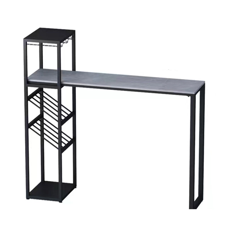 Glam Bar Table Set 1/2/3 Pcs Storage Bar Table with Bar Stools Gray 59"L x 16"W Clearhalo 'Bar Furniture' 'furn' 'furn_home_bar_bar_sets' 'Furniture' 'Home Bars & Bar Sets' 'home_bar_bar_sets' 'Kitchen & Dining Furniture' 5780593