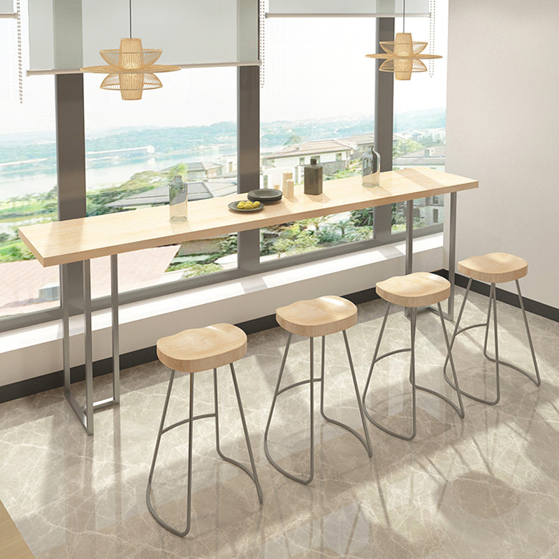 Rectangular Solid Wood Bar Table Set 1/5/6 Pieces Counter Table with Backless Stools Clearhalo 'Bar Furniture' 'furn' 'furn_home_bar_bar_sets' 'Furniture' 'Home Bars & Bar Sets' 'home_bar_bar_sets' 'Kitchen & Dining Furniture' 5780844