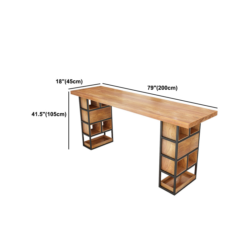 Contemporary Rectangle Bar Table Set 1/2/4/7 Pcs Solid Wood Bar Table and Bar Stools Clearhalo 'Bar Furniture' 'furn' 'furn_home_bar_bar_sets' 'Furniture' 'Home Bars & Bar Sets' 'home_bar_bar_sets' 'Kitchen & Dining Furniture' 5780903