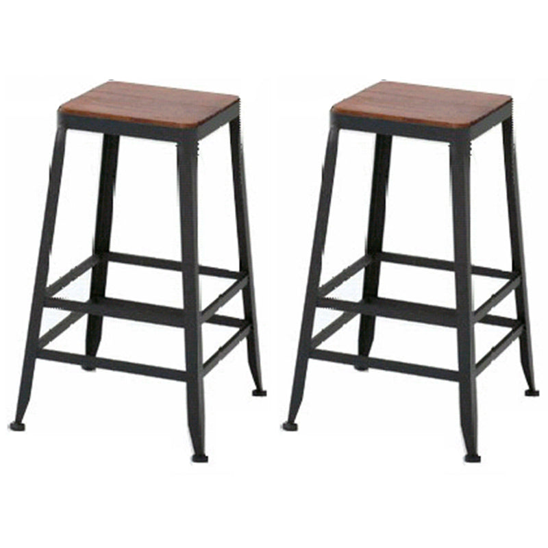 Industrial 1/2/9 Pieces Bar Table Set Rectangle Pine Wood Counter Table with High Stools Black 30"H Stools (Set of 2) Clearhalo 'Bar Furniture' 'furn' 'furn_home_bar_bar_sets' 'Furniture' 'Home Bars & Bar Sets' 'home_bar_bar_sets' 'Kitchen & Dining Furniture' 5781075
