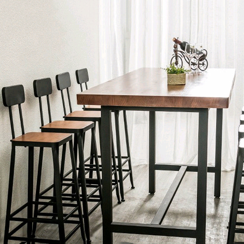 Industrial 1/2/9 Pieces Bar Table Set Rectangle Pine Wood Counter Table with High Stools Clearhalo 'Bar Furniture' 'furn' 'furn_home_bar_bar_sets' 'Furniture' 'Home Bars & Bar Sets' 'home_bar_bar_sets' 'Kitchen & Dining Furniture' 5781091