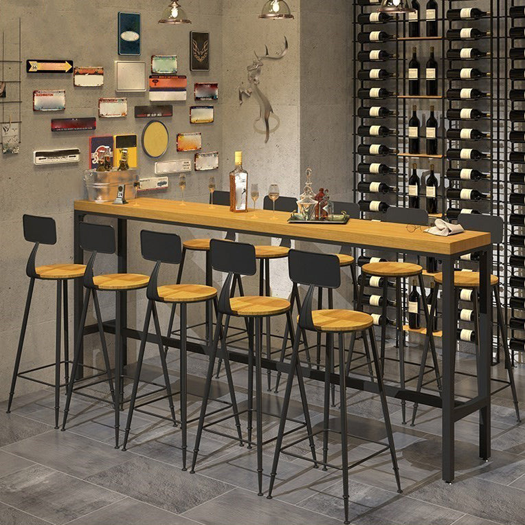 Industrial 1/6/11 Pieces Bar Table Set Rectangle Wood Counter Table with Stools for Cafe Clearhalo 'Bar Furniture' 'furn' 'furn_home_bar_bar_sets' 'Furniture' 'Home Bars & Bar Sets' 'home_bar_bar_sets' 'Kitchen & Dining Furniture' 5781193