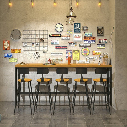 Industrial 1/6/11 Pieces Bar Table Set Rectangle Wood Counter Table with Stools for Cafe Clearhalo 'Bar Furniture' 'furn' 'furn_home_bar_bar_sets' 'Furniture' 'Home Bars & Bar Sets' 'home_bar_bar_sets' 'Kitchen & Dining Furniture' 5781205