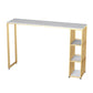 Faux Marble Bar Table Set Glam Rectangle 1/2/3 Pieces Counter Table White 71"L x 16"W Clearhalo 'Bar Furniture' 'furn' 'furn_home_bar_bar_sets' 'Furniture' 'Home Bars & Bar Sets' 'home_bar_bar_sets' 'Kitchen & Dining Furniture' 5781399