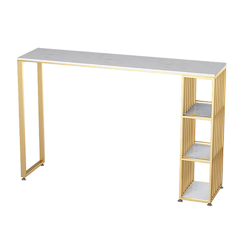 Faux Marble Bar Table Set Glam Rectangle 1/2/3 Pieces Counter Table White 71"L x 16"W Clearhalo 'Bar Furniture' 'furn' 'furn_home_bar_bar_sets' 'Furniture' 'Home Bars & Bar Sets' 'home_bar_bar_sets' 'Kitchen & Dining Furniture' 5781399