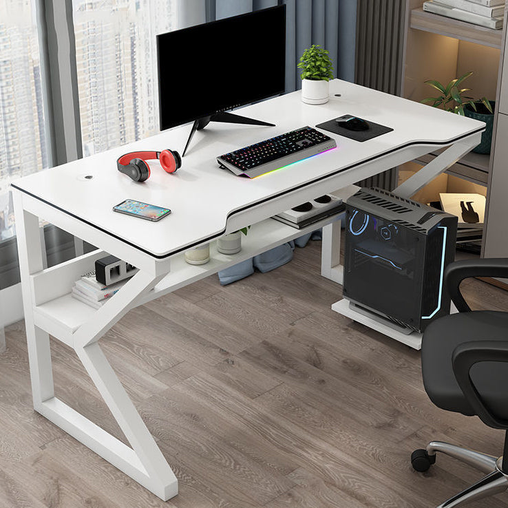 Contemporary Office Desk Rectangular Gaming Desk with Metal Legs White Clearhalo 'furn' 'furn_office_desk' 'Furniture' 'Office Desks' 'Office Furniture' 'office_desk' 5781409