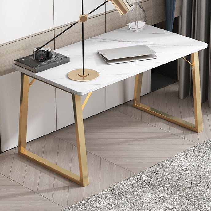 Contemporary Wooden Writing Desk Rectangular Office Desk with Metal Legs