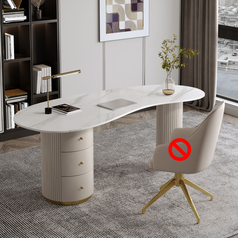 29.5-inch Office Desk with Drawers Office Laptop Table in White Gloss White Clearhalo 'furn' 'furn_office_desk' 'Furniture' 'Office Desks' 'Office Furniture' 'office_desk' 5781788