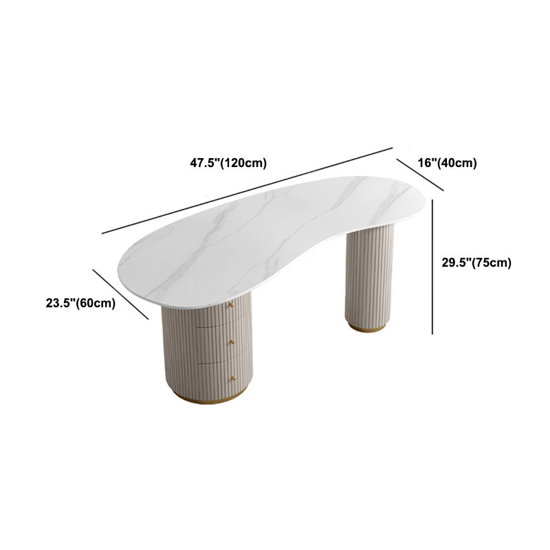 29.5-inch Office Desk with Drawers Office Laptop Table in White Clearhalo 'furn' 'furn_office_desk' 'Furniture' 'Office Desks' 'Office Furniture' 'office_desk' 5781796