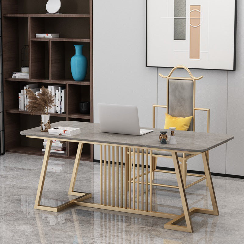 Scrivania per ufficio glam da 29,52 pollici rettangolare con gambe metalliche