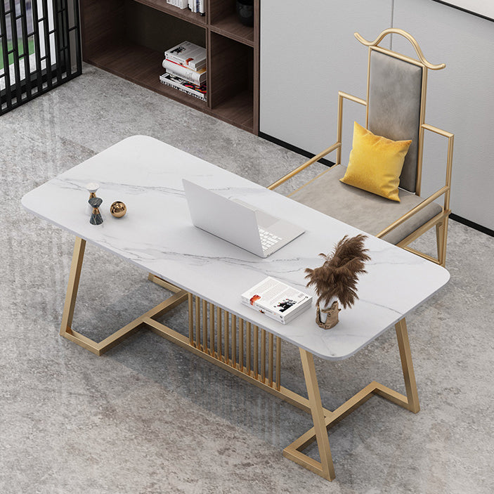 Scrivania per ufficio glam da 29,52 pollici rettangolare con gambe metalliche