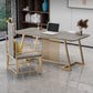 Scrivania per ufficio glam da 29,52 pollici rettangolare con gambe metalliche