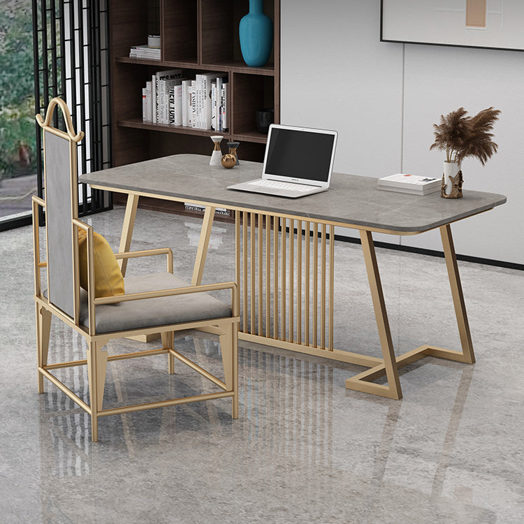 Scrivania per ufficio glam da 29,52 pollici rettangolare con gambe metalliche