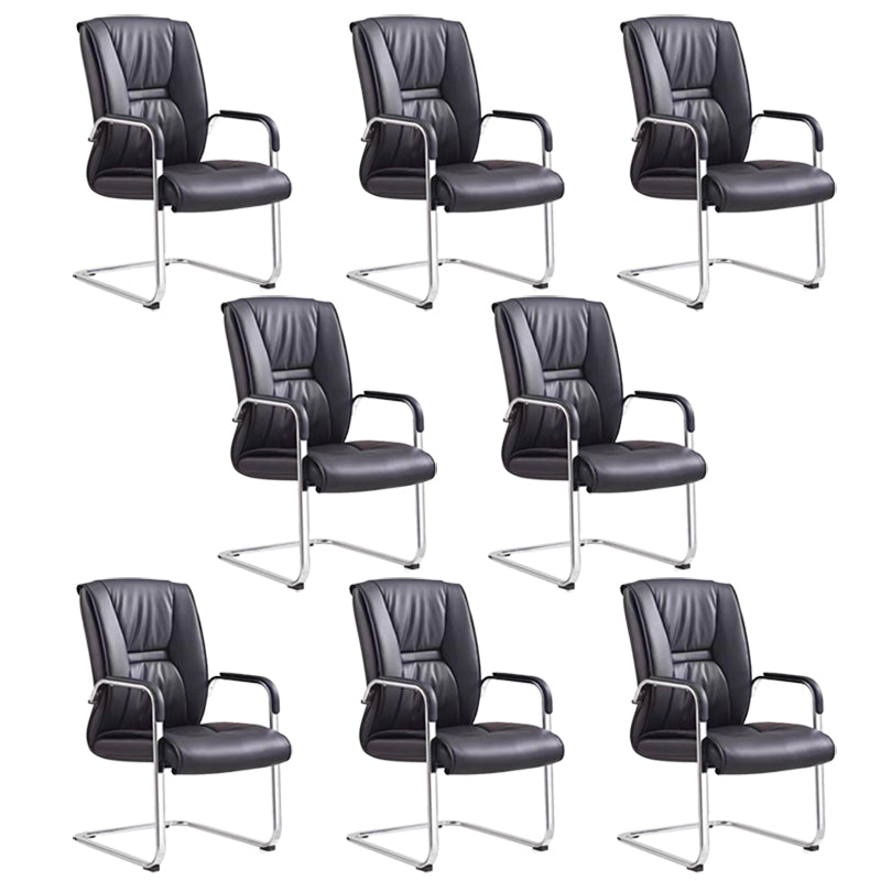 Chaise d'ordinateur contemporaine Faux Tableau de bureau à bras rembourrés en cuir en cuir