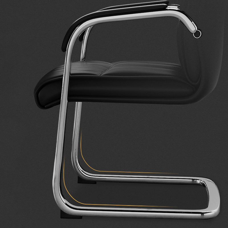 Chaise d'ordinateur contemporaine Faux Tableau de bureau à bras rembourrés en cuir en cuir