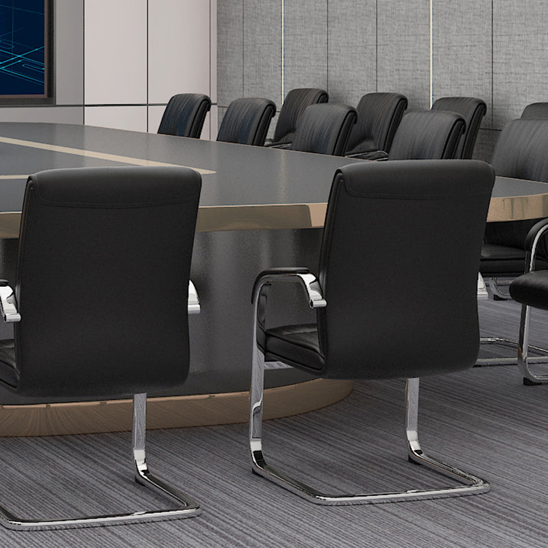 Chaise d'ordinateur contemporaine Faux Tableau de bureau à bras rembourrés en cuir en cuir