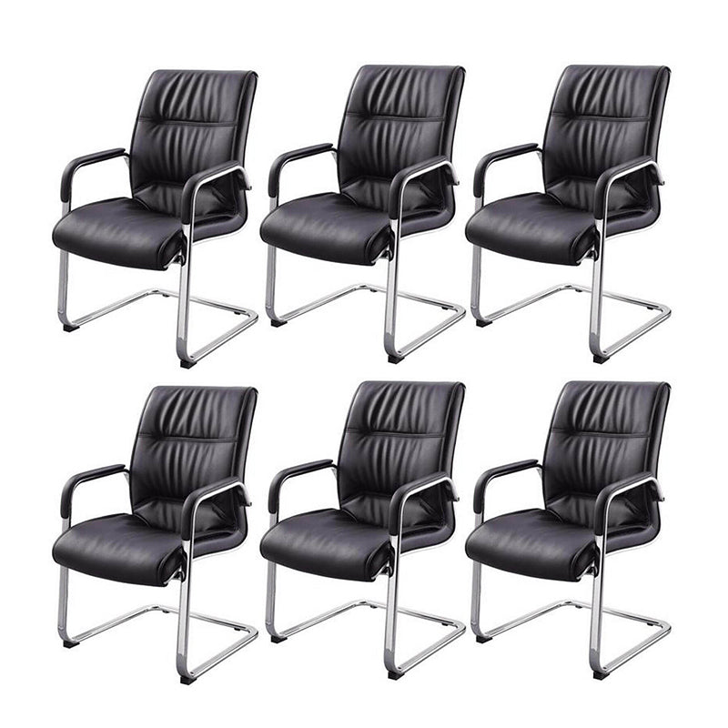 No Wheels Modern Conference Chair Fixed Arms Leather Management Conference Chair 6 Piece Set Clearhalo 'furn' 'furn_office_chair' 'Furniture' 'Office Chairs' 'Office Furniture' 'office_chair' 5782082