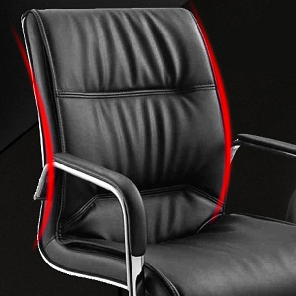 No Wheels Modern Conference Chair Fixed Arms Leather Management Conference Chair Clearhalo 'furn' 'furn_office_chair' 'Furniture' 'Office Chairs' 'Office Furniture' 'office_chair' 5782085