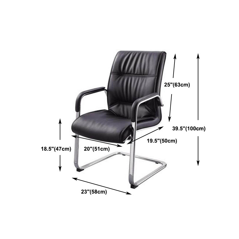 No Wheels Modern Conference Chair Fixed Arms Leather Management Conference Chair Clearhalo 'furn' 'furn_office_chair' 'Furniture' 'Office Chairs' 'Office Furniture' 'office_chair' 5782089