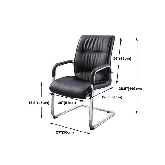 No Wheels Modern Conference Chair Fixed Arms Leather Management Conference Chair Clearhalo 'furn' 'furn_office_chair' 'Furniture' 'Office Chairs' 'Office Furniture' 'office_chair' 5782089
