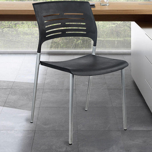 Armless Upholstered Office Chair Plastic Modern Office Chair Black 1 Piece