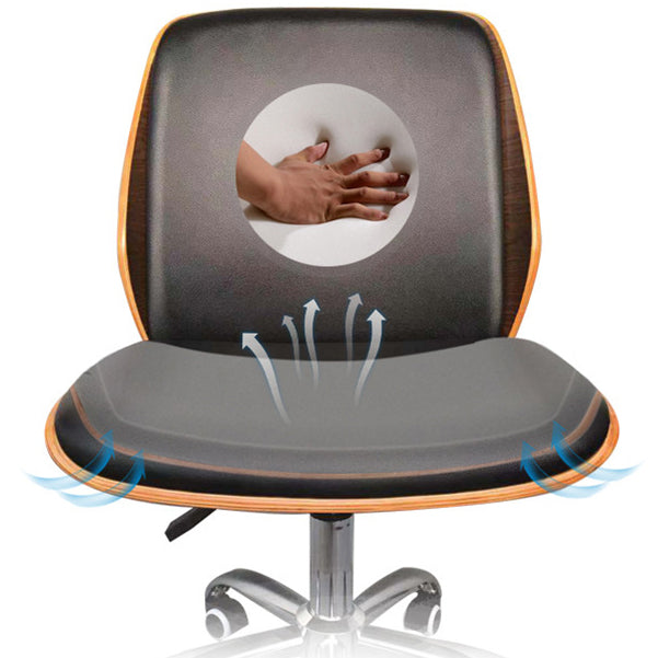 Sedia da ufficio girevole contemporanea sedia posteriore in legno a metà schiena