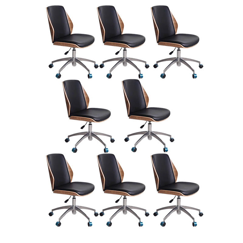 Sedia da ufficio girevole contemporanea sedia posteriore in legno a metà schiena