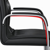 Chaise de bureau à armes fixes moderne chaise de bureau de gestion en cuir noir
