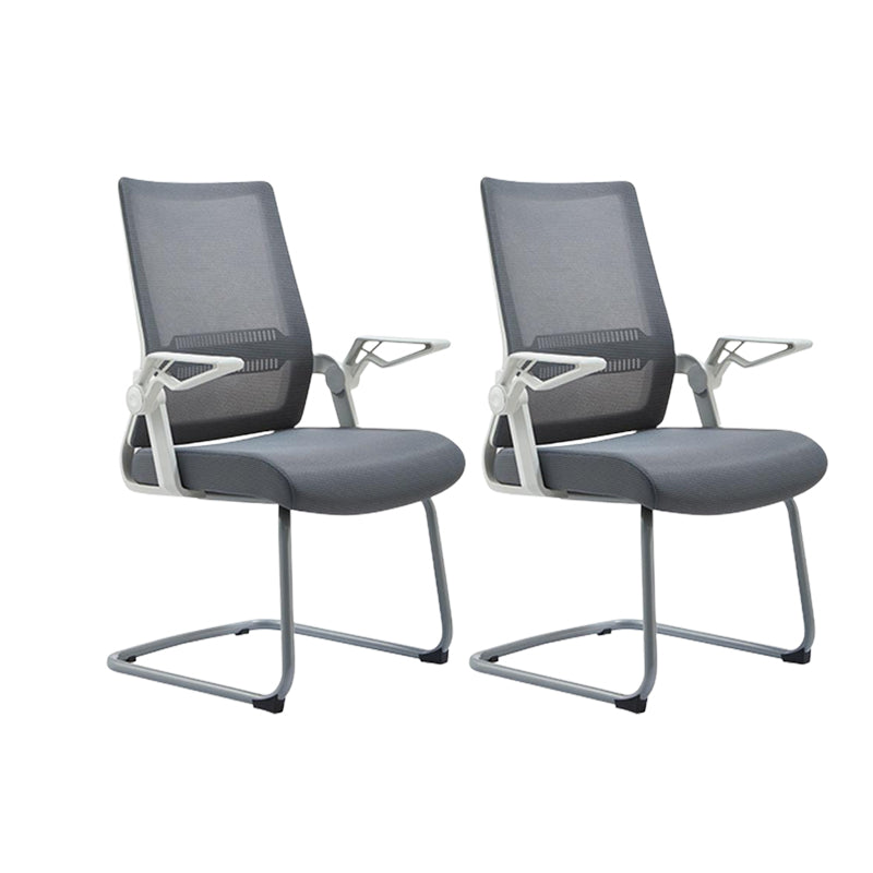 White Frame Office Chair Adjustable Arms Swivel Mesh Office Chair Grey 2 Piece Set Casters Not Included Clearhalo 'furn' 'furn_office_chair' 'Furniture' 'Office Chairs' 'Office Furniture' 'office_chair' 5782351