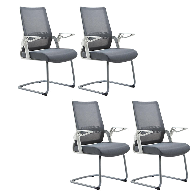 White Frame Office Chair Adjustable Arms Swivel Mesh Office Chair Grey 4 Piece Set Casters Not Included Clearhalo 'furn' 'furn_office_chair' 'Furniture' 'Office Chairs' 'Office Furniture' 'office_chair' 5782356