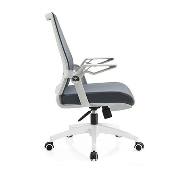 White Frame Office Chair Adjustable Arms Swivel Mesh Office Chair Clearhalo 'furn' 'furn_office_chair' 'Furniture' 'Office Chairs' 'Office Furniture' 'office_chair' 5782361