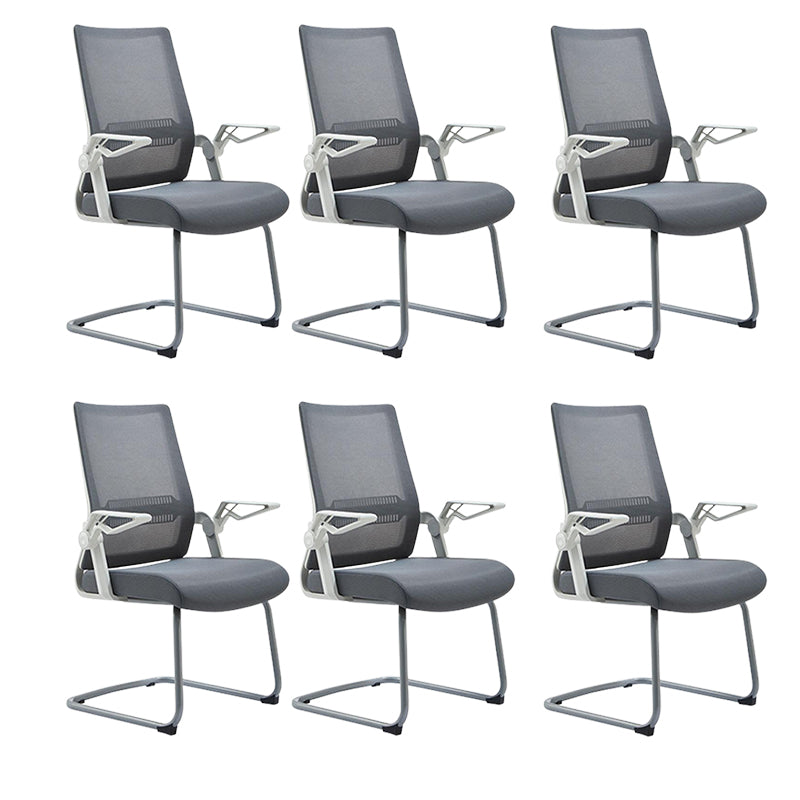 White Frame Office Chair Adjustable Arms Swivel Mesh Office Chair Grey 6 Piece Set Casters Not Included Clearhalo 'furn' 'furn_office_chair' 'Furniture' 'Office Chairs' 'Office Furniture' 'office_chair' 5782362