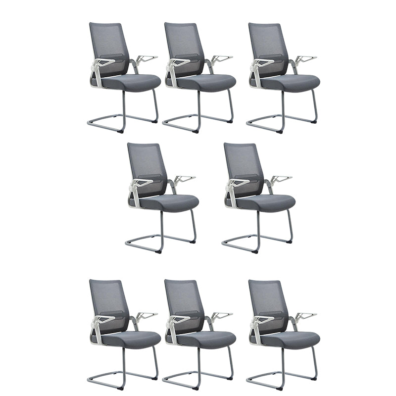 White Frame Office Chair Adjustable Arms Swivel Mesh Office Chair Grey 8 Piece Set Casters Not Included Clearhalo 'furn' 'furn_office_chair' 'Furniture' 'Office Chairs' 'Office Furniture' 'office_chair' 5782365