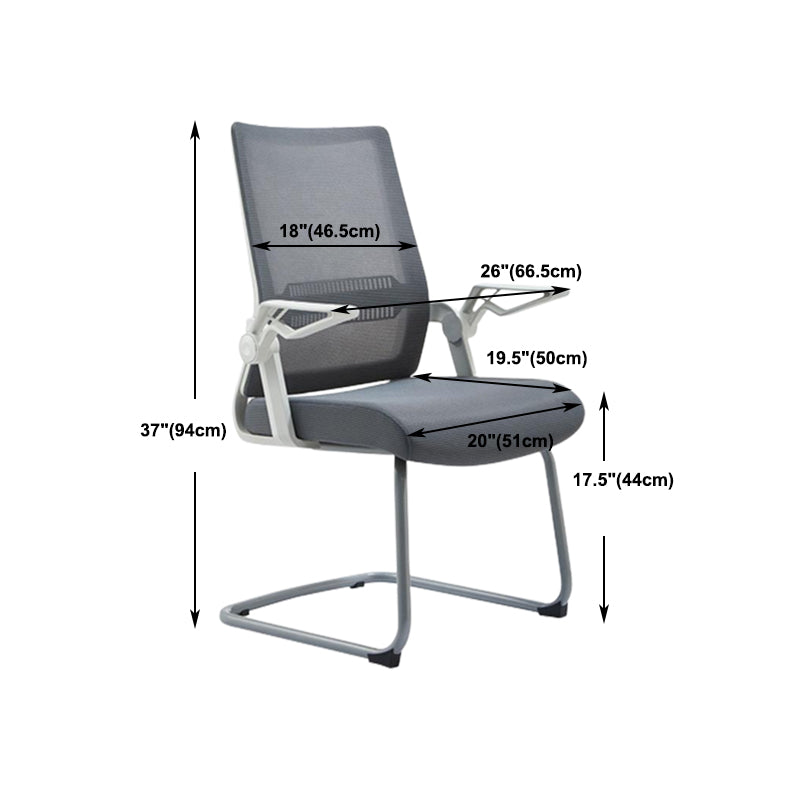 White Frame Office Chair Adjustable Arms Swivel Mesh Office Chair Clearhalo 'furn' 'furn_office_chair' 'Furniture' 'Office Chairs' 'Office Furniture' 'office_chair' 5782368