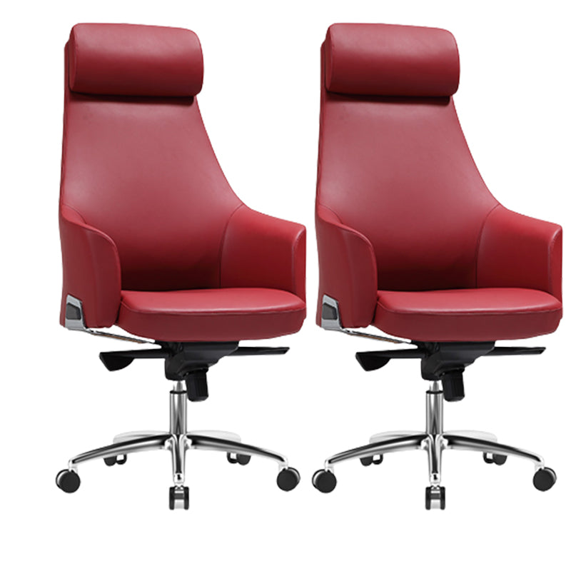 Moderne vaste armen Swivel stoel Chrome frame lederen management stoel