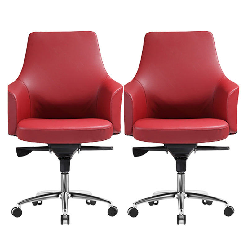 Moderne vaste armen Swivel stoel Chrome frame lederen management stoel