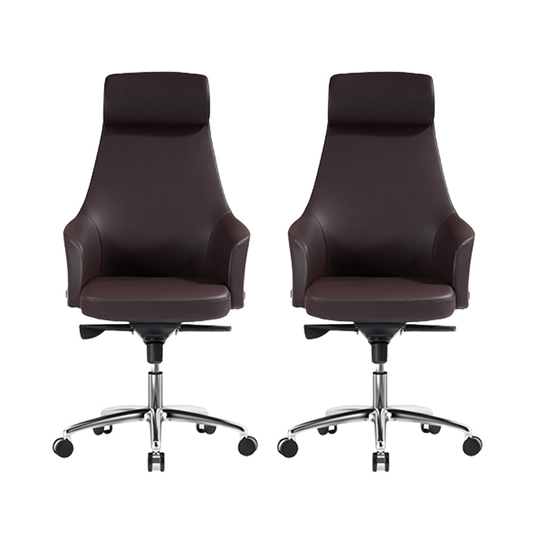 Moderne vaste armen Swivel stoel Chrome frame lederen management stoel